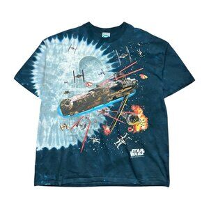1997 Liquid Blue Star Wars Millennium Falcon Space Battle T-Shirt - XXL